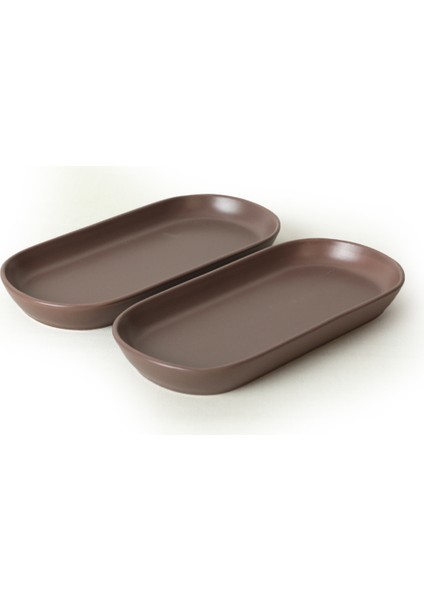 Mat Açık Taupe Noyan Kayık Tabak 2 Adet 26 cm 958