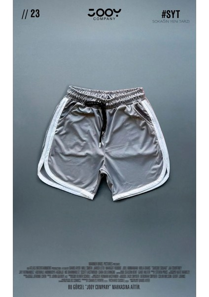 Gri-Siyah File Basketbol Antreman Sporcu Şortu Çizgi Detaylı 2'li Set fiyatları