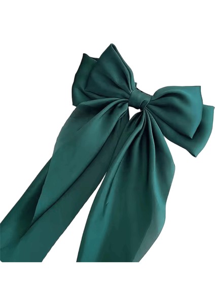 Zarif Katı Büyük Yay Şerit Kız Tatlı Saç Bantları Yumuşak Saten Toka Saç Kavrama Moda Saç Aksesuarlarıyeşil (Yurt Dışından)