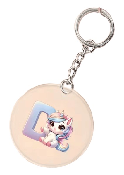 Unicornalfabe Harf Baskı Anahtarlık Akrilik Dairesel Anahtarlık Günlük Moda Dairesel Anahtarlıklar Arkadaşa En Iyi (Yurt Dışından)