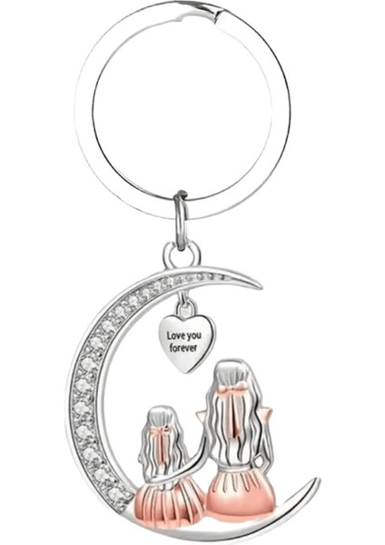 Moda Anne Kız Ay Kolye Anahtarlık Seni Sonsuza Kadar Seviyorum Kalp Anahtar Zincirleri Çanta Anahtarlık Anne lar Için ler (Yurt Dışından)