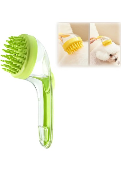 1pc Pet Bath Brush Soft Silicone Long Handle With Shampoo Dispenser Gentle Mage For Grooming And Cleaning Fur And Hair b/boyut:tek Boyut (Yurt Dışından)