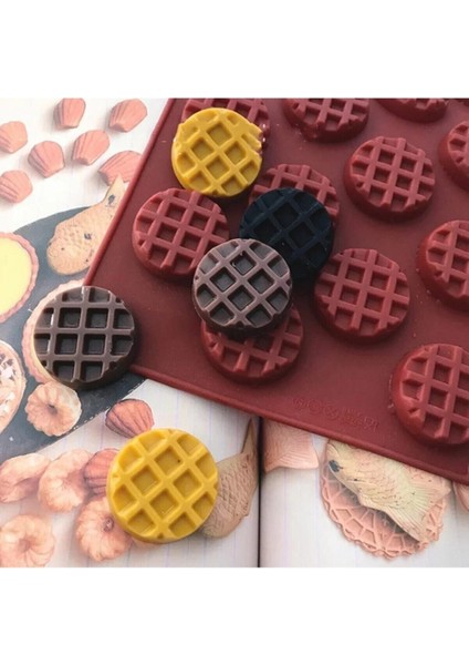 Mini Yuvarlak Waffle Silikon Kek Kalıbı