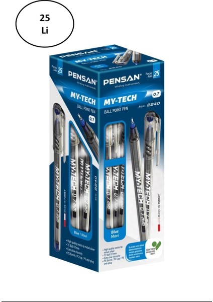 Pensan 2240 My-Tech Tükenmez Kalem 0,7 mm Mavi 25'li