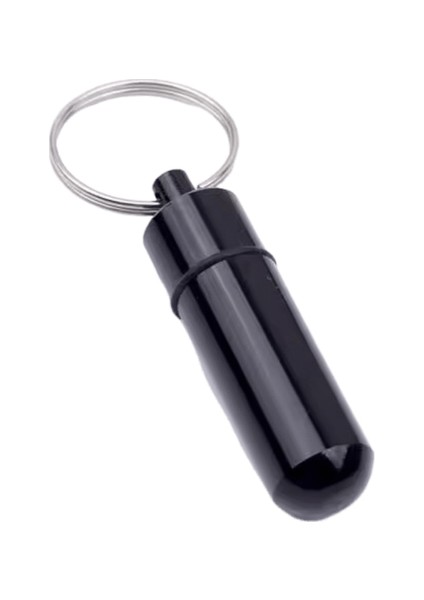 Mini Taşınabilir Metal Alüminyum Hap Kutusu Kılıf Şişe Anahtarlık Kolay Al Hap Konteyner Anahtar Chian Anahtarlık Açık BAKIMSIYAH/BOYUT:48MM (Yurt Dışından)