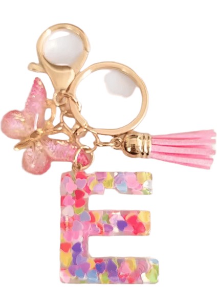 Az Dreamy Pullu Harfler AnahtarlıkPüskül Kelebek Kolye Ilk Anahtarlık Çanta Süspansiyon Çanta Charms Araba Anahtarlık (Yurt Dışından)