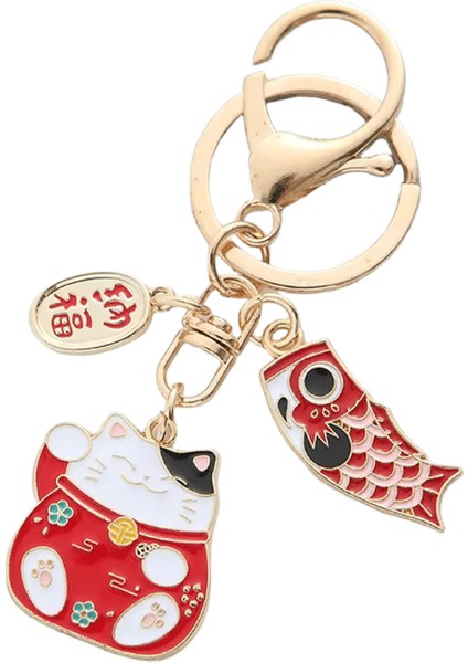 Yaratıcı Japon Tarzı Anahtarlık Sazan Şekli Kadın Metal Şanslı Anahtarlık Araba Çantası Kolye Dekorasyon Aksesuarları (Yurt Dışından)
