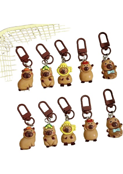 1/10 Adet Komik Karikatür Capya Anahtarlıklar Kadın Erkek Charms Reçine Parlak Flatback Hayvan Kolye Anahtarlık Takı Yapımı Bulgularrenk: Karışık-10 Adet (Yurt Dışından)