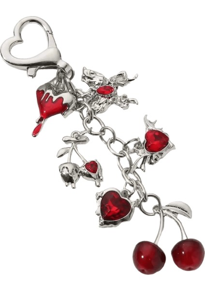 Güzel Kiraz Kalp Kelebek Emaye Anahtarlık Y2K Neo-Gotik Bitki Aşk Anahtarlık Kadınlar Kızlar Için Iyi Hediye El Yapımı Takı (Yurt Dışından)