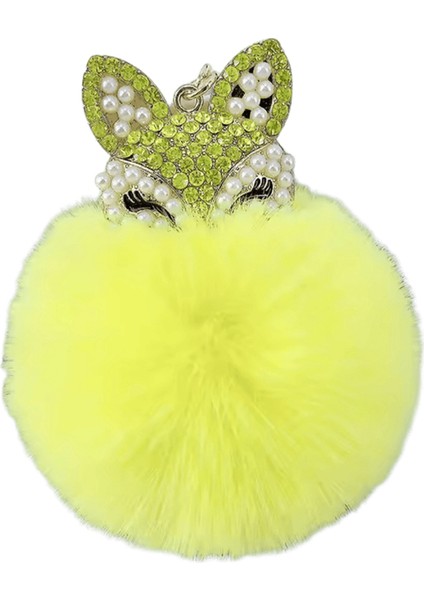 Sevimli Mini Tilki Kolye Anahtarlıklar Kadınlar Için Kızlar Kabarık Kürk Anahtarlık Zincirleri Ponpon Topu Rhinestone Araba Anahtarlık Tutucu Charm Çanta (Yurt Dışından)
