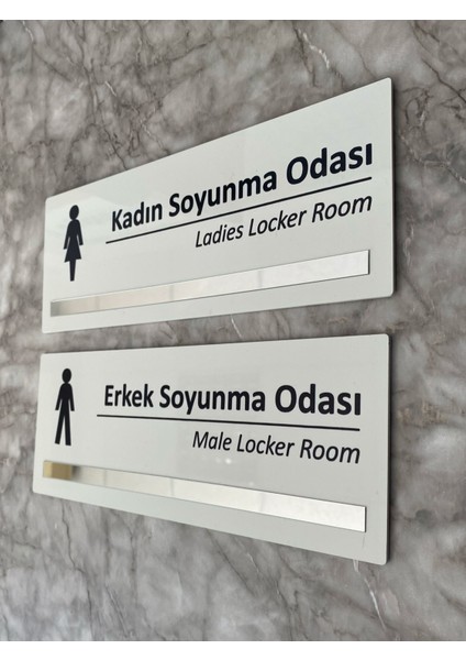 Gümüş Aynalı Parlak Beyaz Seri Bay&bayan Soyunma Odası Yönlendirme Levha Seti Kapı Isimliği fiyatları