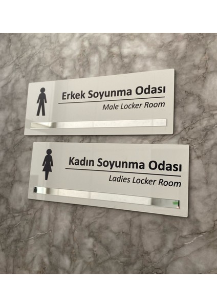 Gümüş Aynalı Parlak Beyaz Seri Bay&bayan Soyunma Odası Yönlendirme Levha Seti Kapı Isimliği fırsatları