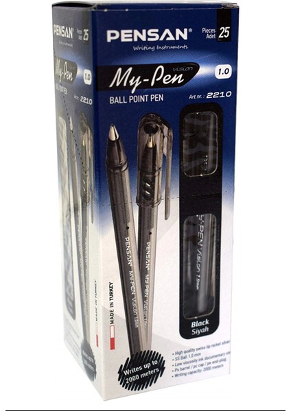 Pensan Tükenmez Kalem My Pen 1 mm Siyah 25'li