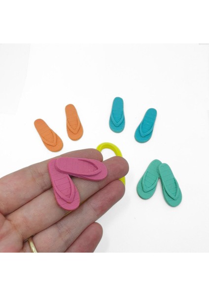 Yaz Aşkı - Parmak Arası Plaj Terliği Polimer Kil Seramik Hamuru Kalıp Ve Damga Seti - 3 cm modelleri