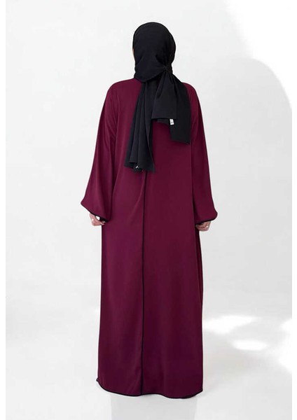 Önden Bağlama Detaylı Abaya 70005 Bordo fiyatları