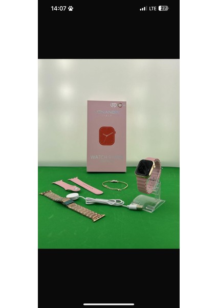 Watch 9 Mini 1 Bilezik (1 Kumaş 1 Slikon 1 Metal) 3 Kordon 1 Kırılmaz Cam fırsatları