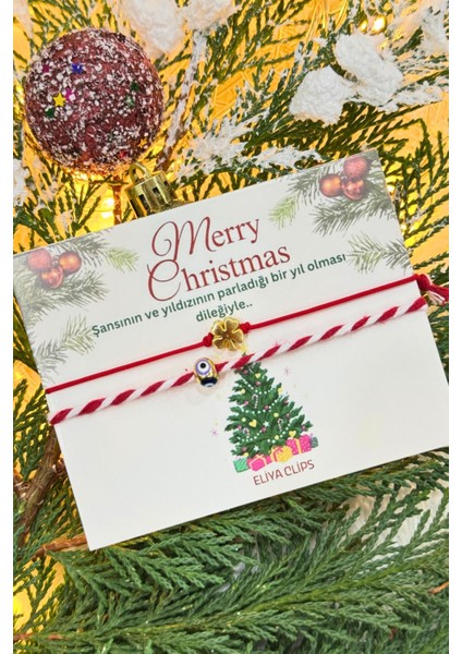 Marteniçka İpli 2025 Yılbaşı Kartlı Hediyelik Yılbaşı Yeniyıl Noel Ip Şans Bileklik modelleri