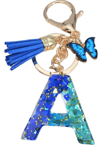 26 Ingilizce Alfabe Harf Püsküller Anahtarlık Kristal Akrilik Kelebek Sarkık Anahtarlık Kadın Hediye Moda Takı Aksesuarlarırenk: T / Boyut: 55MM (Yurt Dışından)