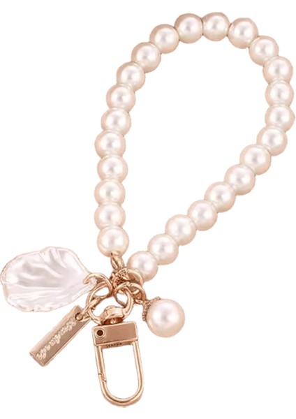 Sevimli Inci Anahtarlık Lüks Kadın Takı Parlak Inci Boncuk Kabuk Telefon Çanta Sırt Çantası Charm Aksesuar Araba Anahtar Anahtarlık Kolye (Yurt Dışından)