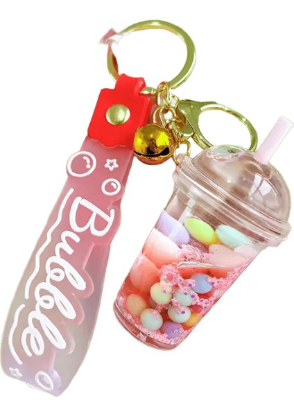 Aydınlık Yağ Çay Bardağı Anahtarlık Otomobil Asılı Süs Yüzen Quicksand Çift Çanta Anahtarlık (Yurt Dışından)