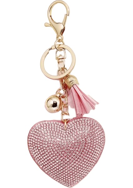 Moda Kaık Peluş Top Anahtarlık Sahte Kürk Ponpon Rhinestone Kalp Çanta Kolye Düz Renk Anahtarlık Alaşım Furball Anahtarlık (Yurt Dışından)