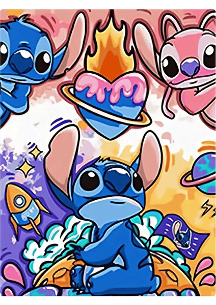 Disney Sayılarla Yağlı Boya Lilo ve Stitch El Boyaması Sayılarla Boyama Tuval Üzerine Karikatür Boya Dıy Ev Dekorasyonu DSN3-131 / Boyut (Cm): 20X30CM-ÇERÇEVE Yok (Yurt Dışından)