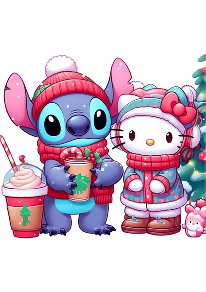 Disney Numaralara Göre Boyama Hello Kitty Karikatür Dıy Hobi Numaraya Göre Çizim Lilo ve Stitch Kış Akrilik Boya Noel si DSN-1466-ZD / Boyut (Cm): 30X30CM Çerçeve Yok (Yurt Dışından)