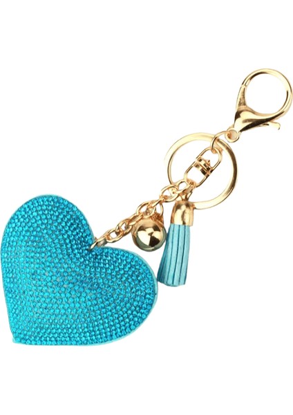 Kadın Kalp Anahtarlık Tam Kristal Anahtar Tutucu Çanta Kolye Püskül Altın Zincir Çanta Anahtarlık 6 Renk (Yurt Dışından)
