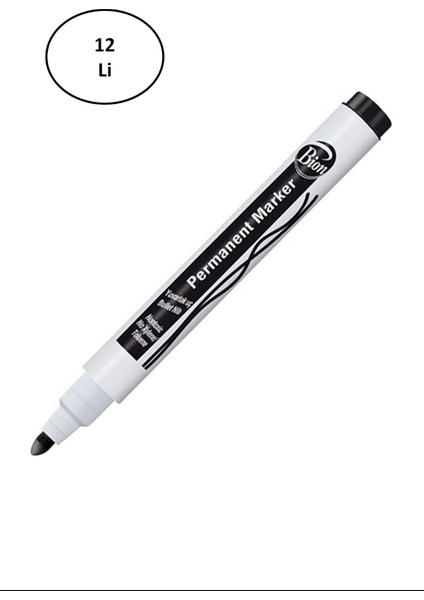 Mas Permanent Marker 9175 - Yuvarlak Uç - Siyah 12 Li
