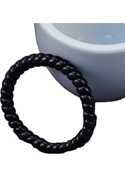 Spiral Saç Bağları Kadınlar Telefon Tel Kablosu Saç Yüzüğü Elastik Kafa Bantları Kauçuk Bant Scrunchies Meapwear Saç Accessoriescolor: 1pc Siyah (Yurt Dışından)