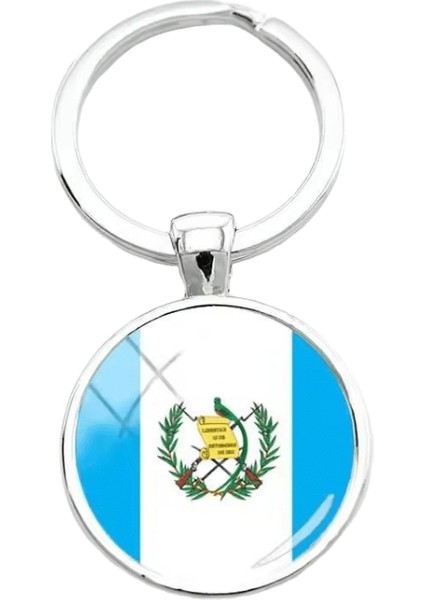 2018 Moda Arnavutluk Bayrağı Anahtarlıklar Bir Kadın Için Fransız Bayrağı Cam Kubbe Anahtarlık Guatemala Cam Cabochon Anahtarlık Renk:4 (Yurt Dışından)
