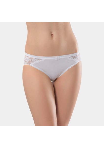 Kadın Likralı Dantelli Bikini (2'li Paket) 956/BEYAZ