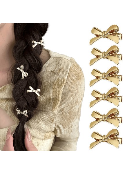 6 Adet Kadın Yeni Altın Yay Mini Saç Tokaları, Tatlı ve Havalı Kız Patlama Saç Tokaları ve Saç Aksesuarları: A (6 Adet) (Yurt Dışından)