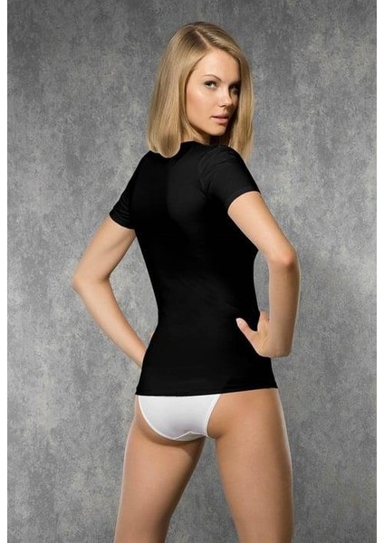 Kadın Modal Derin Yaka Kısa Kollu T Shirt 9388 fiyatları