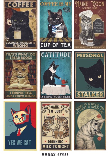 Cats Kedi Mizah ve Pul Temalı 4lü Laptop Tablet Telefon Defter Sticker Set modelleri