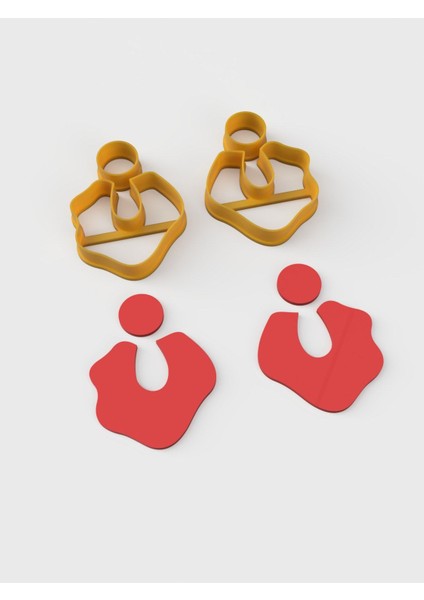 Şeklli Küpe 4 cm- Polimer Kil Kalıbı-Polimer Kil - Hamur - Küpe fiyatları