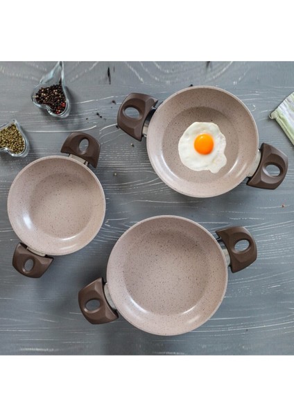 Safran 3 Parça Granit Tava Seti Sahan Set