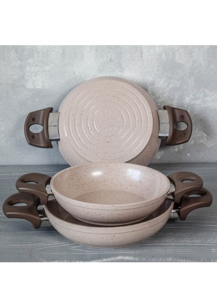 Safran 3 Parça Granit Tava Seti Sahan Set modelleri