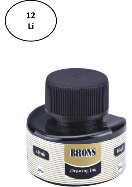 Brons Çini Mürekkebi Siyah 12'li