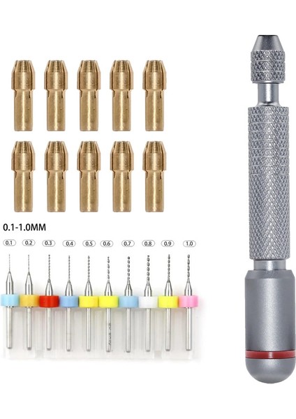 11 Veya 21 Parçalı Iğne Mengene Seti Dekompresyon El Bükümü Çift Yatak Döner Değiştirilebilir Bitler Farklı Boyutlarda Renk: 0.1-1.0mm Matkap Seti (Yurt Dışından)