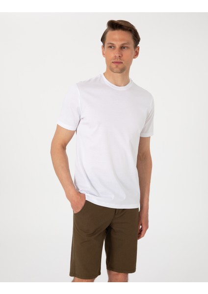 Erkek Beyaz Slim Fit Merserize Basic Tişört 50302560-VR013 modelleri