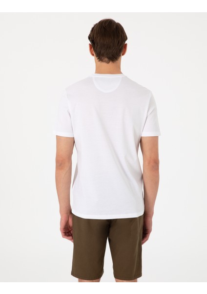 Erkek Beyaz Slim Fit Merserize Basic Tişört 50302560-VR013 indirimleri