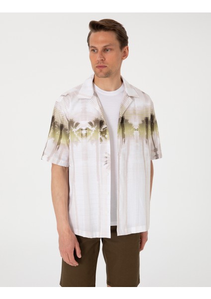 Erkek Haki Oversize Kısa Kollu Gömlek 50304517-VR027