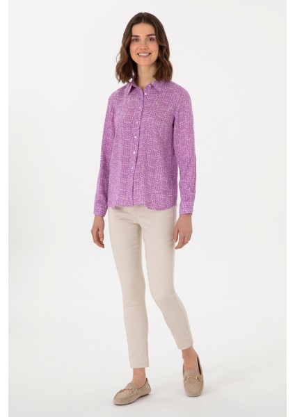 Kadın Mor Gömlek Desenli 50306433-VR038 fırsatları