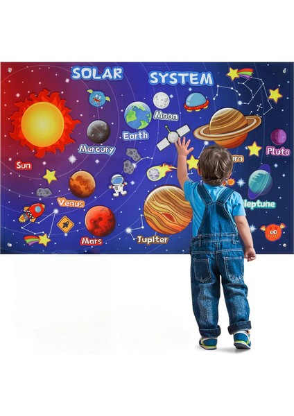 Zoom Animal Felt Story Board Montessori Erken Öğrenme Oyuncak Temalı Hikaye Anlatma Flanel Oyuncaklar Etkileşimli Oyun Duvar Asma Hediyeler Renk: Güneş Sistemi (Yurt Dışından)