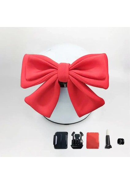 Sevimli Motosiklet Kaskı Hızlı Dismantling Bowknot Dekorasyon Elektrikli Bisiklet Kask Vücut Pamuk Yay Dekorasyonu Kız Kadınlar Renk: Kırmızı (Yurt Dışından)