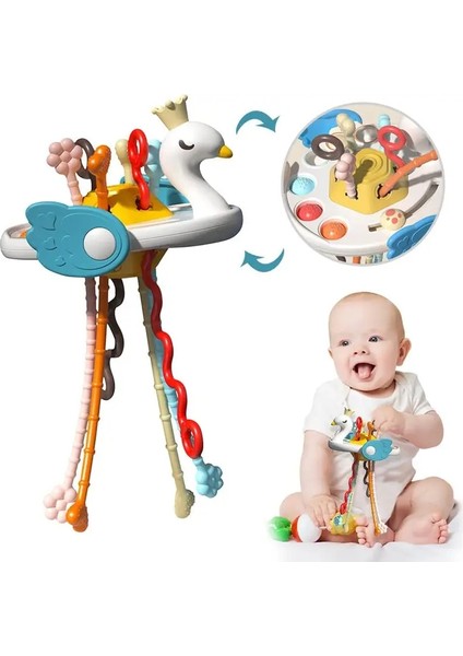 Etkinlik Geliştirme Çekme Oyuncaklar Silikon Diş Çıkarma Çıngırak Eğitimsel Öğrenme Oyuncak Bebek Duyusal Montessori Oyuncakları 6 12 Ay Renk: Kuğu Rastgele Renk (Yurt Dışından)