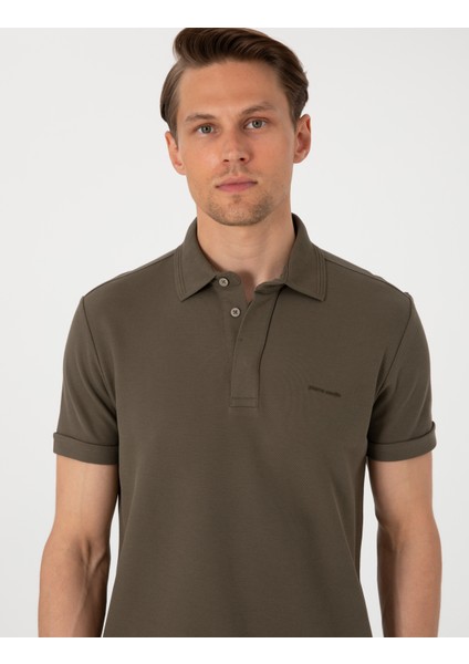 Erkek Haki Slim Fit %100 Pamuk Kıvrılmaz Amerikan Pike Polo Yaka Basic Tişört 50306154-VR027 fiyatları