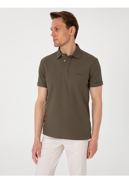 Erkek Haki Slim Fit %100 Pamuk Kıvrılmaz Amerikan Pike Polo Yaka Basic Tişört 50306154-VR027 modelleri
