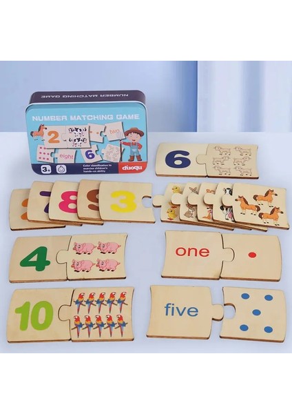 Ahşap Numara Eşleşen Puzze Oyuncaklar Montessori Erken Eğitim Dijital Desen Dijital Bloklar Bebek Festivali Hediye Oyun Toycolor: NB173C1 (Yurt Dışından)